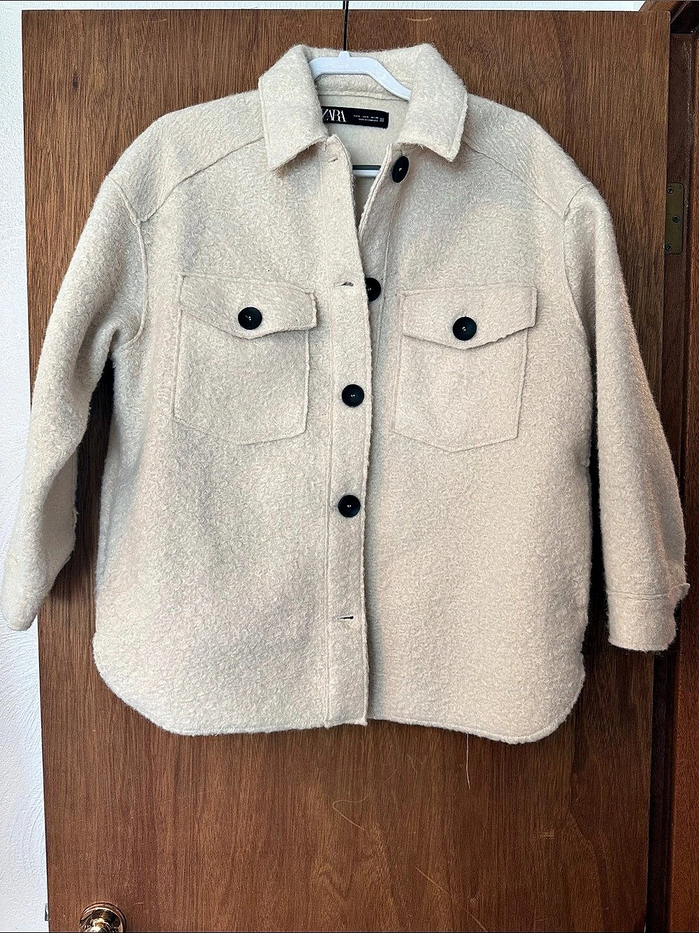 Zara Teddy Jacket Cream Size Small Like New